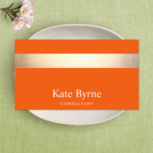 Gold gestreift Moderne, stilvolle Orange Visitenkarte