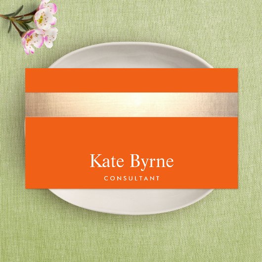 Gold gestreift Moderne, stilvolle Orange Visitenkarte