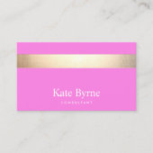 Gold gestreift Modernes, stilvolles Rosa Visitenkarte (Vorderseite)