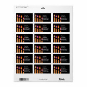 Gold gestreifte Kerzen Überraschung Geburtstag Adressaufkleber (Vorne)