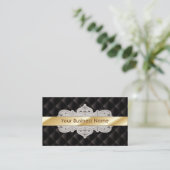 Gold gestreifte Luxus Diamond Black Business Card Visitenkarte (Stehend Vorderseite)