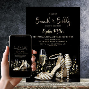 Gold gestreifte Stilettoschuhe Brunch und Sekt Einladung