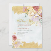 Gold getauchte Blumen Moderne Hochzeitseinladung Einladung (Vorderseite)