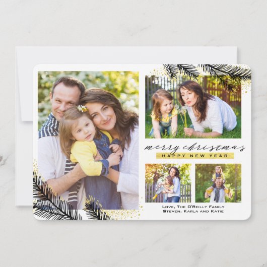 Gold getauchte Kiefernzweige Weihnachten | (Vorderseite)