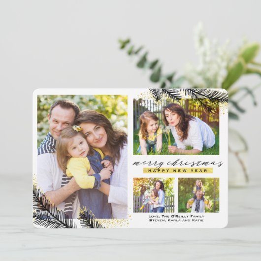 Gold getauchte Kiefernzweige Weihnachten | (Stehend Vorderseite)