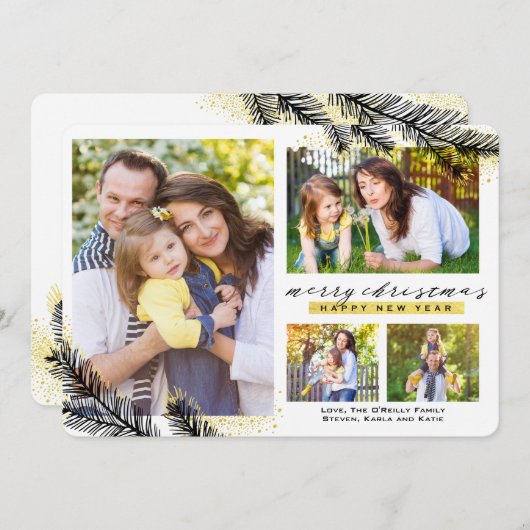 Gold getauchte Kiefernzweige Weihnachten | (Vorne/Hinten)