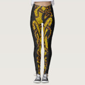 Gold geteerte keltische Knot Dragon Hound auf schw Leggings (Vorderseite)