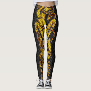 Gold geteerte keltische Knot Dragon Hound auf schw Leggings