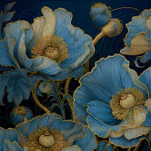 Gold getippte blaue Poppies Decoupage Seidenpapier