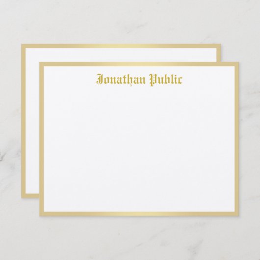 Gold gezeichnete Skriptvorlage Classic Look Top Mitteilungskarte (Vorne/Hinten)