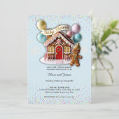 Gold Gingerbread House Baby Dusche Einladung (Stehend Vorderseite)