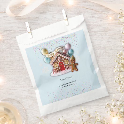 Gold Gingerbread House Baby Dusche Geschenktütchen (Ausgeschnitten)