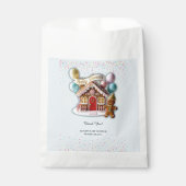 Gold Gingerbread House Baby Dusche Geschenktütchen (Vorderseite)