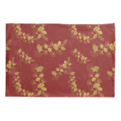 Gold Gingko Balboa Blätter auf dunkelrotem Hinterg Kissenbezug (Rückseite)
