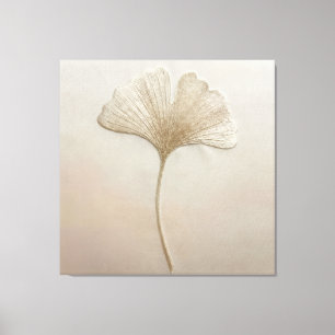 Gold-Ginkgo-Blatt-Stickerei-Textur Botanisch Leinwanddruck
