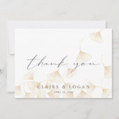 Gold Ginkgo Blätter Weiß Dankeschön Karte (Vorderseite)