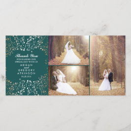 Gold Gipskraut Aquamarin Wedding Foto Vielen Dank Dankeskarte