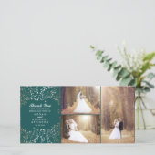 Gold Gipskraut Aquamarin Wedding Foto Vielen Dank Dankeskarte (Stehend Vorderseite)