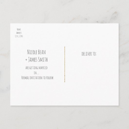 Gold Gipskraut Blütengrün Rett Datum Ankündigungspostkarte (Rückseite)