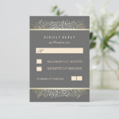 Gold Gipskraut Chic Frame Wedding RSVP Cards (Stehend Vorderseite)