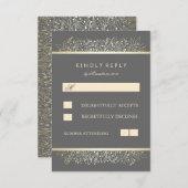 Gold Gipskraut Chic Frame Wedding RSVP Cards (Vorne/Hinten)