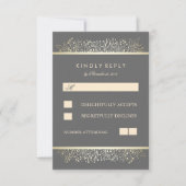 Gold Gipskraut Chic Frame Wedding RSVP Cards Karte (Vorderseite)