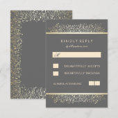 Gold Gipskraut Chic Frame Wedding RSVP Cards Karte (Vorne/Hinten)