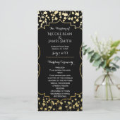 Gold Gipskraut Floral Black Wedding Program Programm (Stehend Vorderseite)