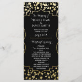 Gold Gipskraut Floral Black Wedding Program Programm (Vorderseite)