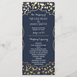 Gold Gipskraut Floral Blue Wedding Program Programm