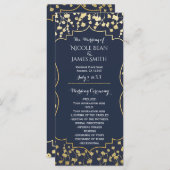 Gold Gipskraut Floral Blue Wedding Program Programm (Vorne/Hinten)