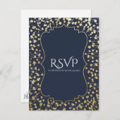 Gold Gipskraut Floral Blue Wedding RSVP Einladungspostkarte (Vorne/Hinten)