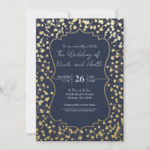 Gold Gipskraut Floral Rustic Blue Wedding Einladung (Vorderseite)