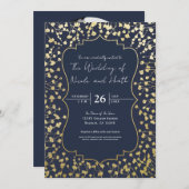 Gold Gipskraut Floral Rustic Blue Wedding Einladung (Vorne/Hinten)