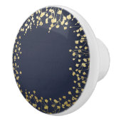 Gold Gipskraut Floral Rustic Blue Wedding Keramikknauf (Rechts)