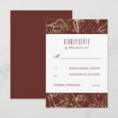 Gold Gipskraut Rose Marsala Wedding RSVP Karte (Vorne/Hinten)