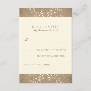 Gold Gipskraut Wedding RSVP Cards Karte