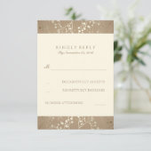 Gold Gipskraut Wedding RSVP Cards Karte (Stehend Vorderseite)