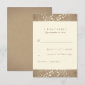 Gold Gipskraut Wedding RSVP Cards Karte (Vorne/Hinten)