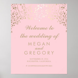 Gold Gipskraut Wedding Welcome Sign Poster