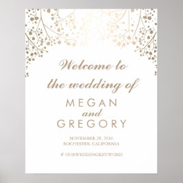 Gold Gipskraut Wedding Welcome Sign Poster