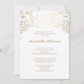 Gold Gipskraut White Foto Abschluss Einladung (Rückseite)