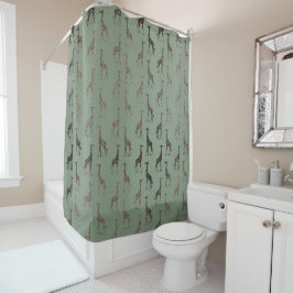 Gold Giraffe auf dem Sage Green Shower Vorhang