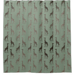Gold Giraffe auf dem Sage Green Shower Vorhang
