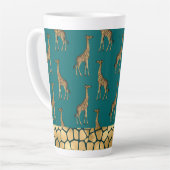Gold Giraffe Elegant Aquamarin Chic Stilvoll Milchtasse (Linke Ecke)