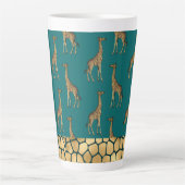 Gold Giraffe Elegant Aquamarin Chic Stilvoll Milchtasse (Vorderseite)