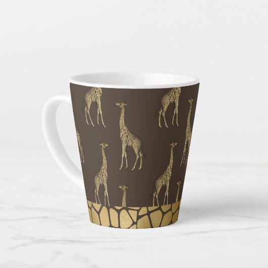 Gold Giraffe Elegant Chic Stilvolle Kleine Latte T Milchtasse (Linke Ecke)