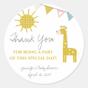 Gold Giraffe, geschlechtsneutral, Baby Duwer Gefal Runder Aufkleber