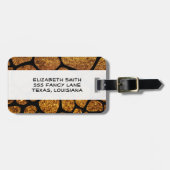 Gold Giraffe, Gold, Glitzer, Giraffe Print, Dschun Gepäckanhänger (Vorderseite horizontal)