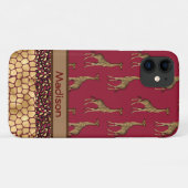 Gold Giraffe Stilvolles Burgundy Name Chic Dschung Case-Mate iPhone Hülle (Rückseite (Horizontal))